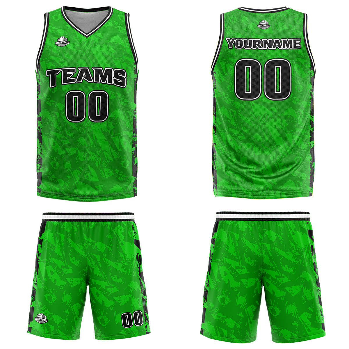 Custom Green Black Basketball Jersey Uniform Suit Printed Your Logo Name Number