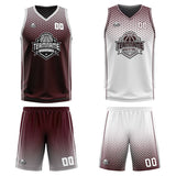Custom Burgundy Gray White Reversible Basketball Suit for Adults and Kids Personalized Jersey