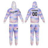 Custom Light Purple Hoodie Sweatshirt Set for Men Women Youth Tops and Pants Set Tracksuit
