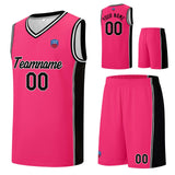 Custom basketball jersey shorts for men and women. Embroidered and printed name, number and logo Pink&Black