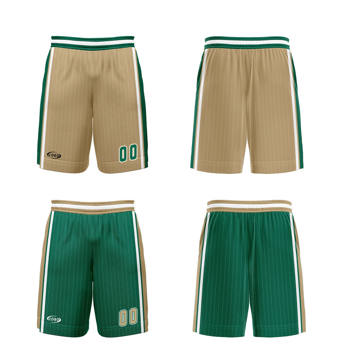 Custom Gold Green Reversible Basketball Suit for Adults and Kids Personalized Jersey