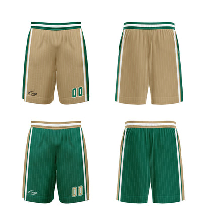 Custom Gold Green Reversible Basketball Suit for Adults and Kids Personalized Jersey