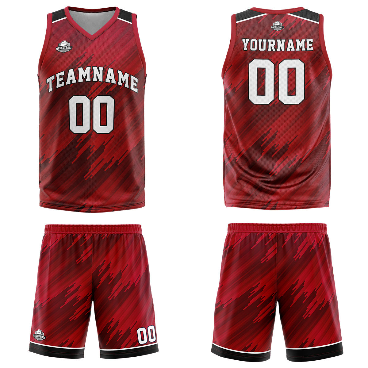 Custom Red Basketball Jersey Uniform Suit Printed Your Logo Name Number