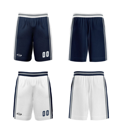 Custom Navy White Grey Reversible Basketball Suit for Adults and Kids Personalized Jersey