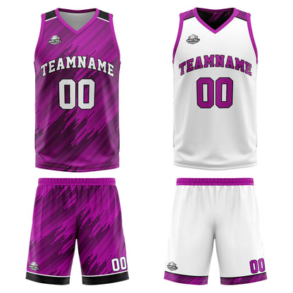 Custom Strip-Type Rose Reversible Basketball Suit for Adults and Kids Personalized Jersey