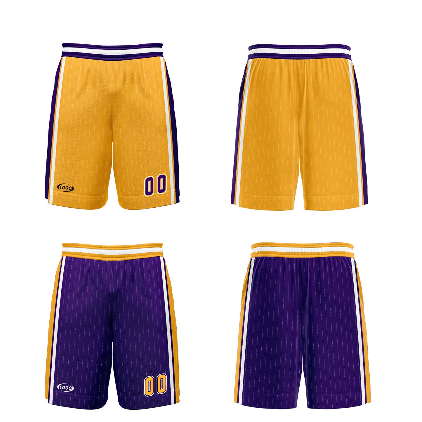 Custom Yellow Purple Reversible Basketball Suit for Adults and Kids Personalized Jersey