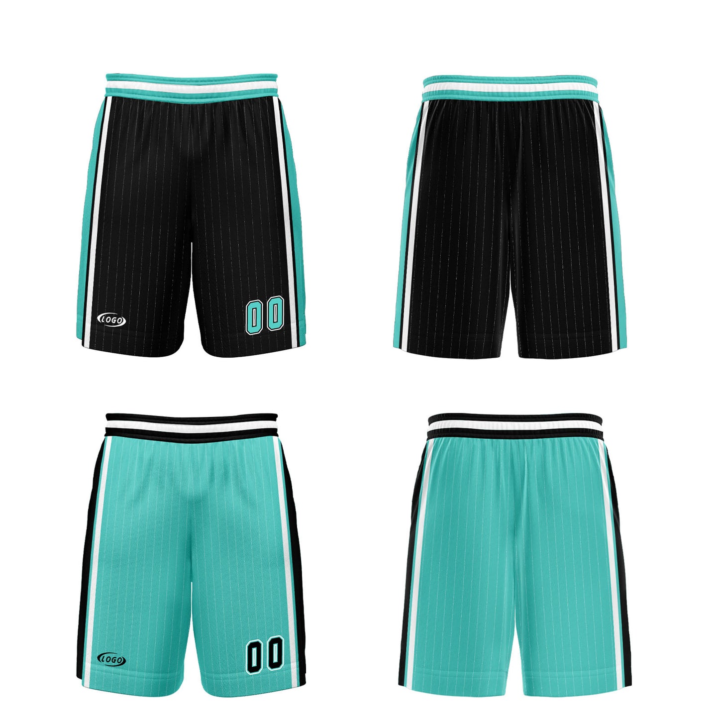 Custom Black Cyan Reversible Basketball Suit for Adults and Kids Personalized Jersey