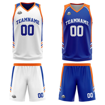 Custom Orange Royal Reversible Basketball Suit for Adults and Kids Personalized Jersey