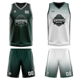 Custom Olive Green White Black Reversible Basketball Suit for Adults and Kids Personalized Jersey