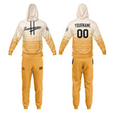 Custom White Yellow Hoodie Sweatshirt Set for Men Women Youth Tops and Pants Set Tracksuit