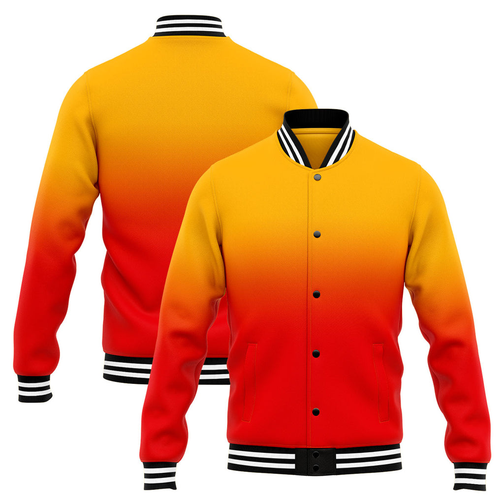 Custom Gradient Varsity Jacket Letterman jacket for Men, Women and Youth Light Orange Red