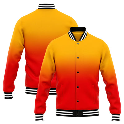 Custom Gradient Varsity Jacket Letterman jacket for Men, Women and Youth Light Orange Red