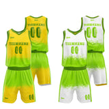 Custom Reversible Basketball Suit for Adults and Kids White-Neon Green