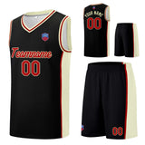 Custom basketball jersey shorts for men and women. Embroidered and printed name, number and logo Black&Cream