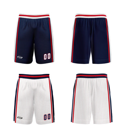 Custom Navy White Red Reversible Basketball Suit for Adults and Kids Personalized Jersey