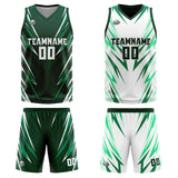 Custom Triangle Drak Green Reversible Basketball Suit for Adults and Kids Personalized Jersey