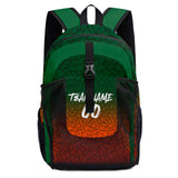 Customize Green Orange Sports Backpacks Featuring Personalized Names, Numbers and Logos