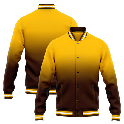 Custom Gradient Varsity Jacket Letterman jacket for Men, Women and Youth Yellow Brown
