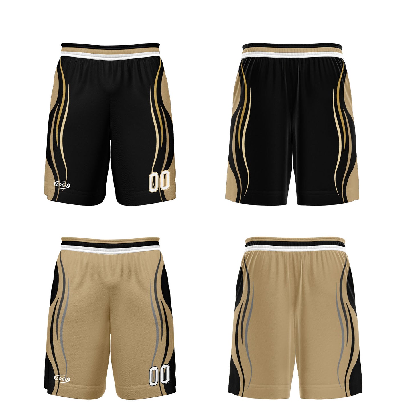 Custom Black Gold Reversible Basketball Suit for Adults and Kids Personalized Jersey