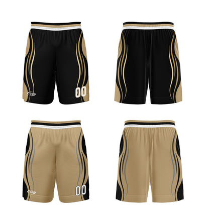 Custom Black Gold Reversible Basketball Suit for Adults and Kids Personalized Jersey