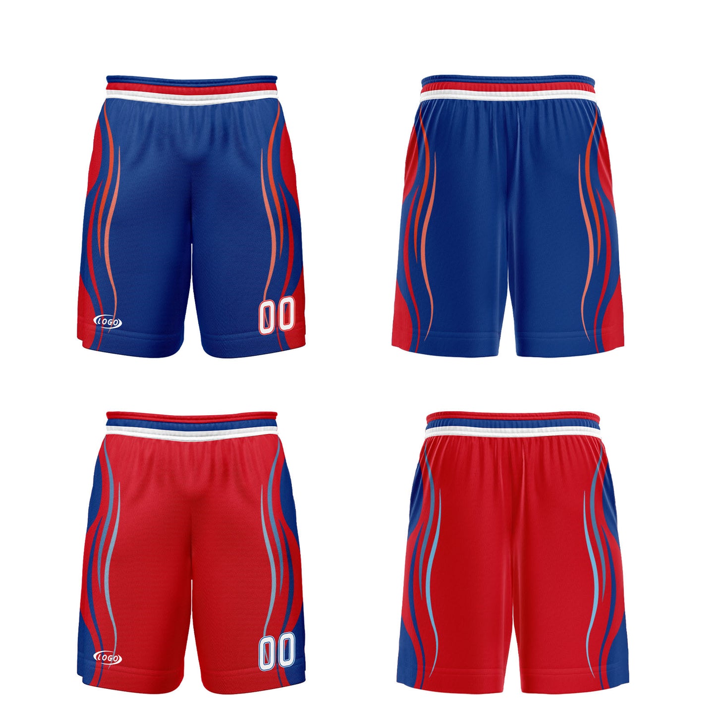 Custom Blue Red Reversible Basketball Suit for Adults and Kids Personalized Jersey