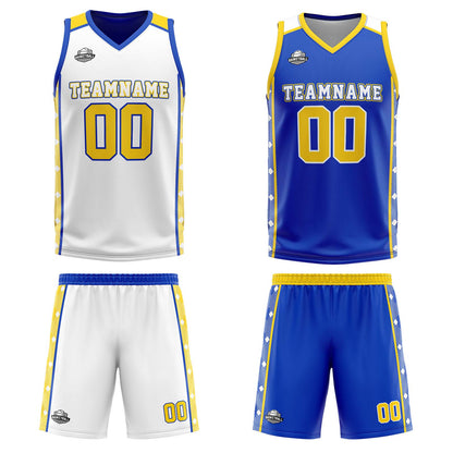 Custom Yellow Blue Reversible Basketball Suit for Adults and Kids Personalized Jersey