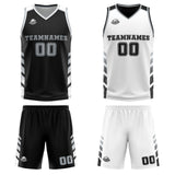 Custom Black White Grey Reversible Basketball Suit for Adults and Kids Personalized Jersey