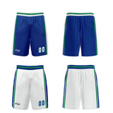 Custom Blue White Green Reversible Basketball Suit for Adults and Kids Personalized Jersey