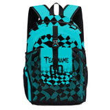 Customize Aqua Black Sports Backpacks Featuring Personalized Names, Numbers and Logos