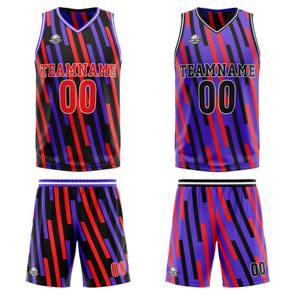 Custom Red Purple Reversible Basketball Suit for Adults and Kids Personalized Jersey