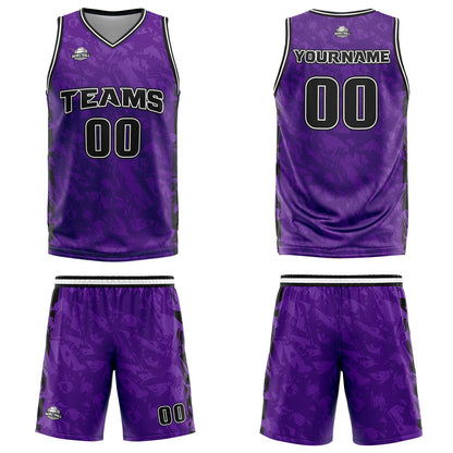 Custom Purple Basketball Jersey Uniform Suit Printed Your Logo Name Number