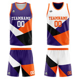 Custom Reversible Basketball Suit for Adults and Kids Personalized Jersey Purple&Orange