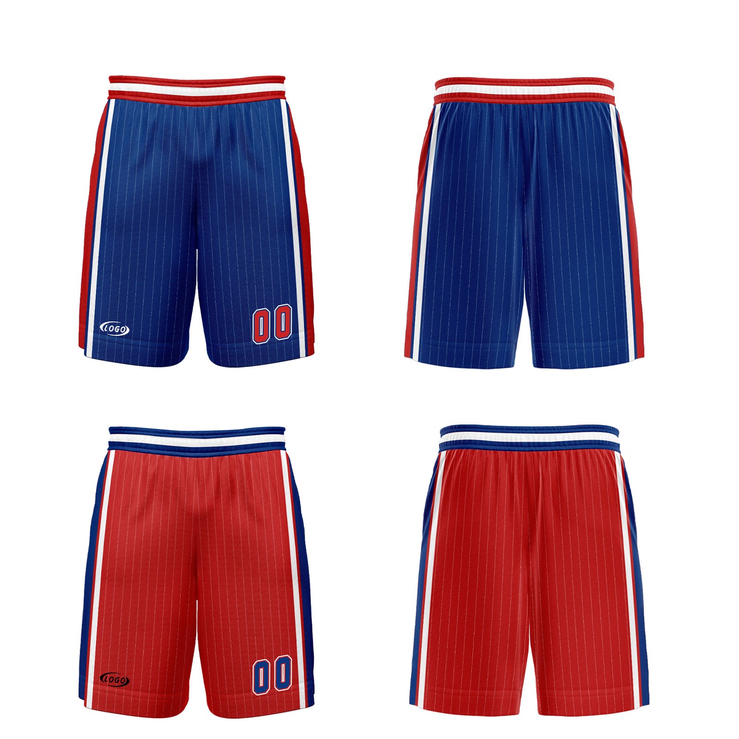 Custom Blue Red Reversible Basketball Suit for Adults and Kids Personalized Jersey