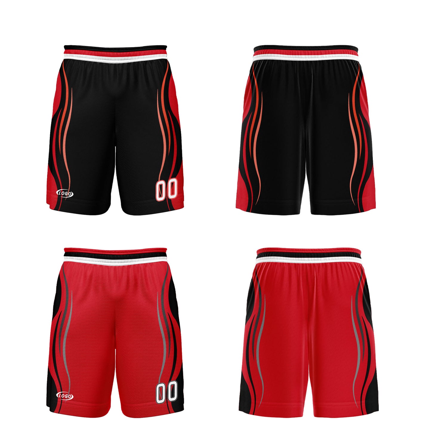Custom Black Red Reversible Basketball Suit for Adults and Kids Personalized Jersey