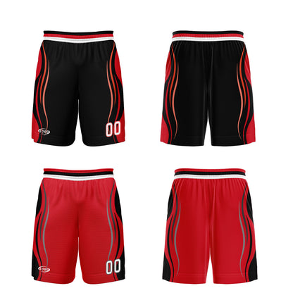 Custom Black Red Reversible Basketball Suit for Adults and Kids Personalized Jersey