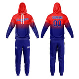 Custom Red Navy Hoodie Sweatshirt Set for Men Women Youth Tops and Pants Set Tracksuit