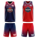 Custom Navy Red Reversible Basketball Suit for Adults and Kids Personalized Jersey
