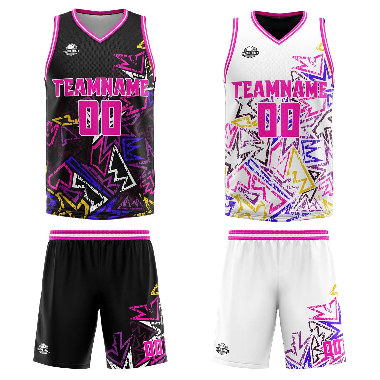 Custom Pink Reversible Basketball Suit for Adults and Kids Personalized Jersey