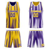 Custom Reversible Basketball Suit for Adults and Kids Personalized Jersey Yellow&Purple