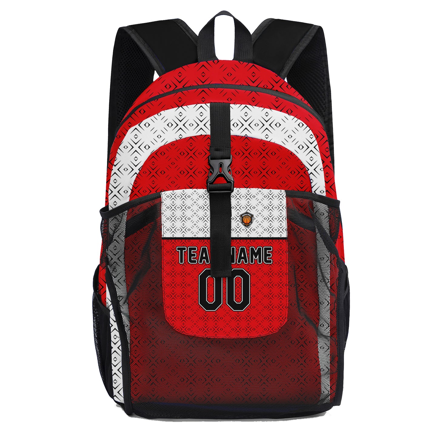 Customize Red Sports Backpacks Featuring Personalized Names, Numbers and Logos