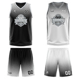 Custom Black White Gray Reversible Basketball Suit for Adults and Kids Personalized Jersey