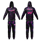 Custom Black Rose Red Sports hoodie Sweatshirt Set for Men Women Youth Tops and Pants Set Tracksuit