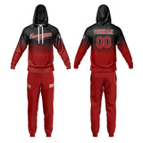 Custom Black Deep Red Sports hoodie Sweatshirt Set for Men Women Youth Tops and Pants Set Tracksuit