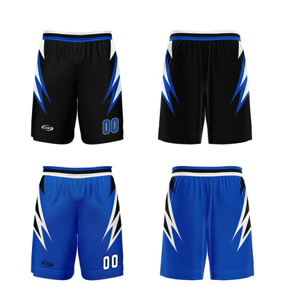 Custom Black Blue Reversible Basketball Suit for Adults and Kids Personalized Jersey