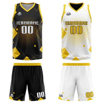 Custom Yellow Reversible Basketball Suit for Adults and Kids Personalized Jersey