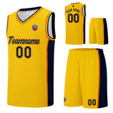 Custom basketball jersey shorts for men and women. Embroidered and printed name, number and logo Yellow