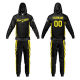 Custom Black  Sports hoodie Sweatshirt Set for Men Women Youth Tops and Pants Set Tracksuit