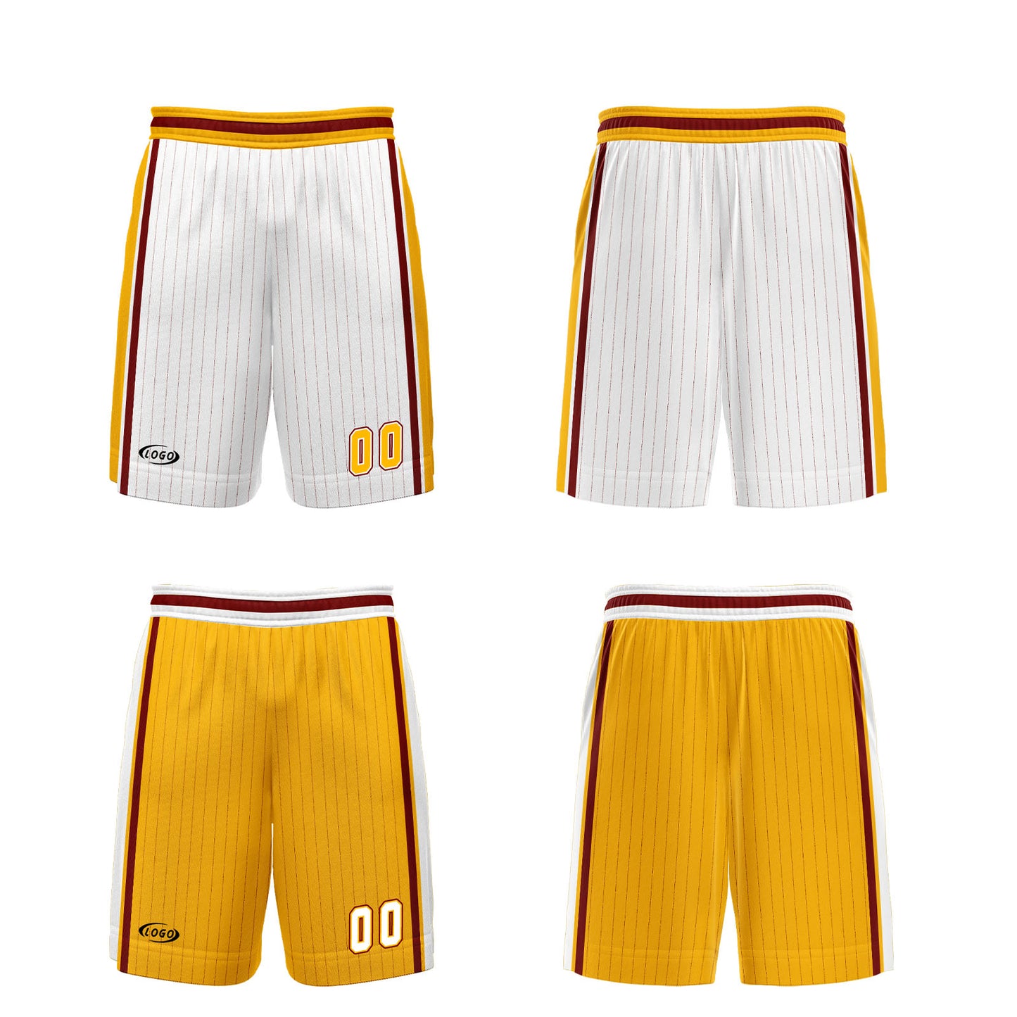 Custom White Yellow Reversible Basketball Suit for Adults and Kids Personalized Jersey