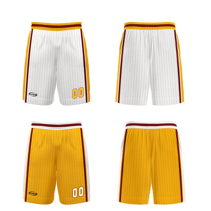 Custom White Yellow Reversible Basketball Suit for Adults and Kids Personalized Jersey
