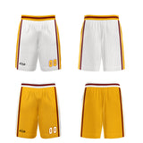 Custom White Yellow Reversible Basketball Suit for Adults and Kids Personalized Jersey